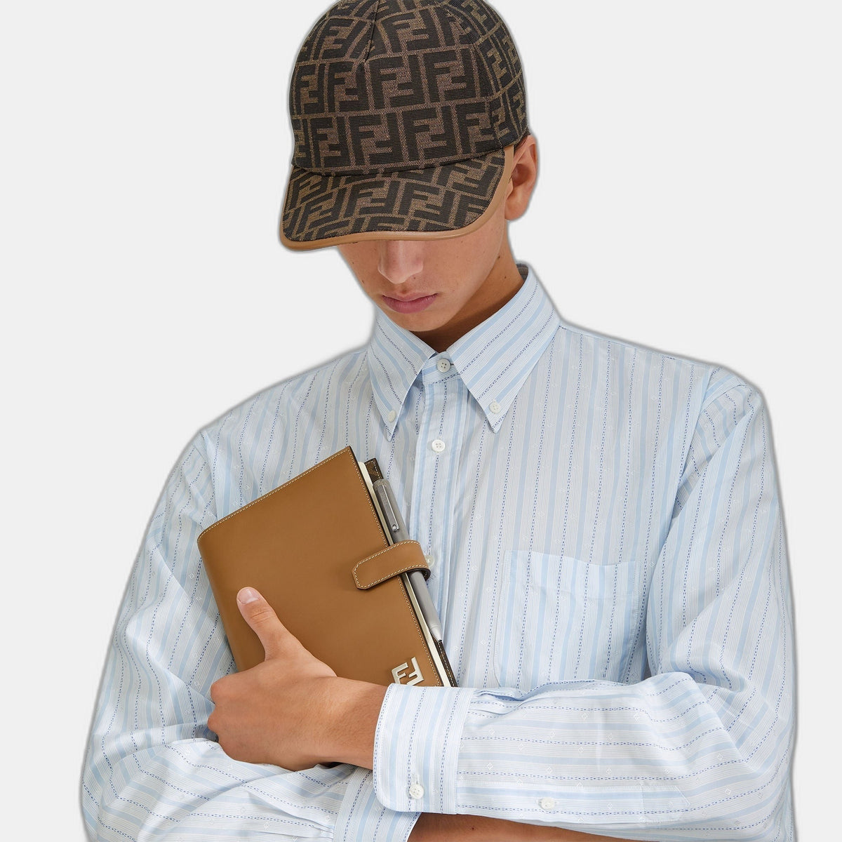 Casquette de baseball en tissu jacquard FF brun
