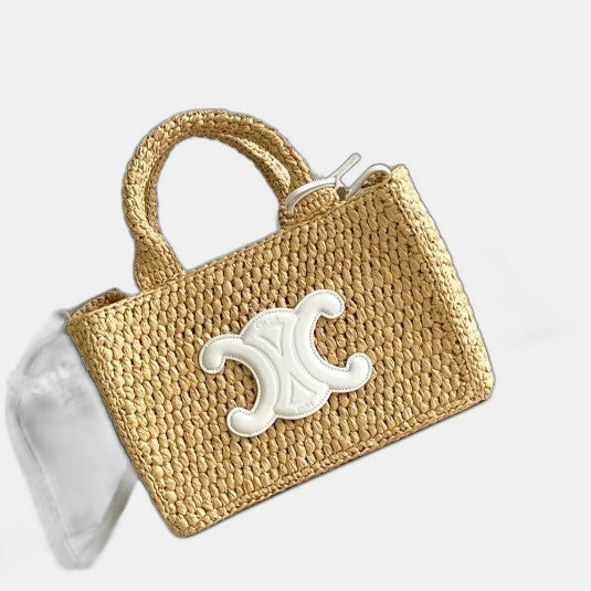 Celine - Small Cabas Thais Raffia Calfskin Top