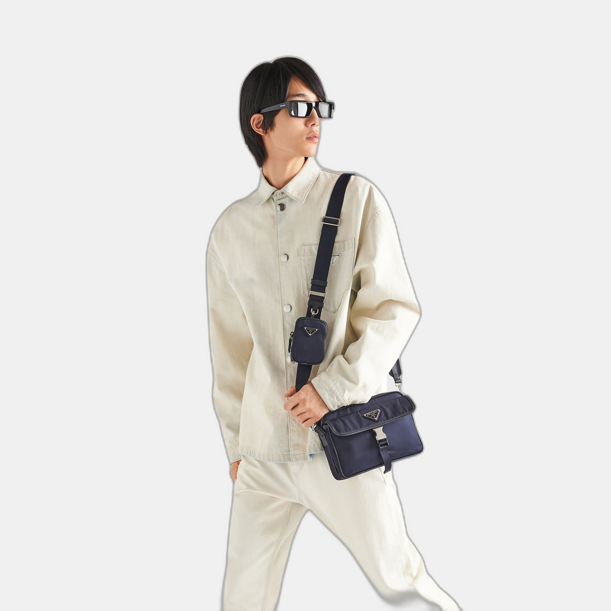 Sac porté épaule en Re-Nylon et cuir Saffiano - #3