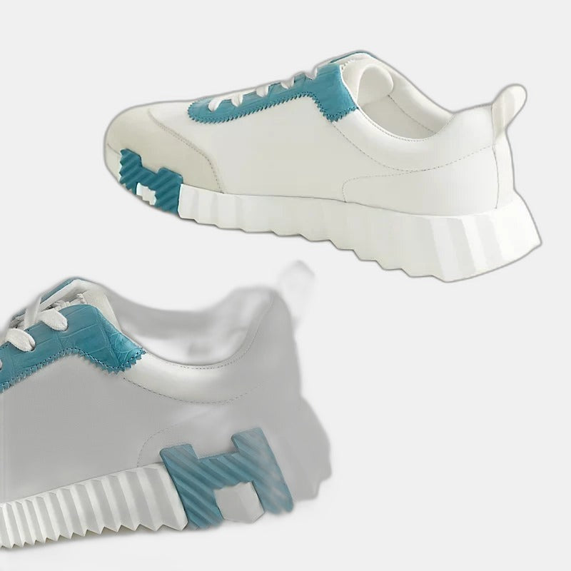 Sneakers Hermès blanc / bleu minéral
