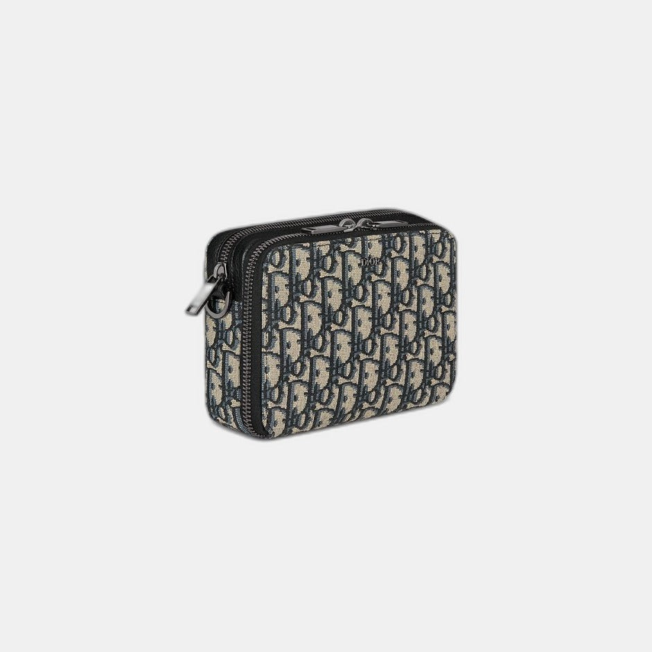Pochette zippée à bandoulière Noir et Beige