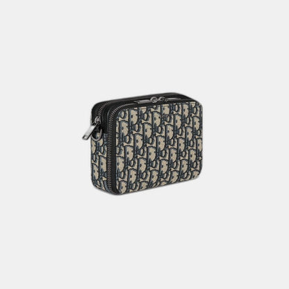 Pochette zippée à bandoulière Noir et Beige
