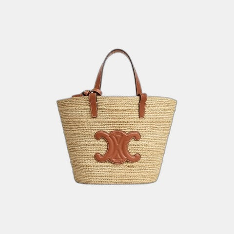 Céline - Classic Panier petit modèle Souple Raphia et veau