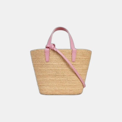 Céline - Classic Panier petit modèle Souple Raphia et veau Pink
