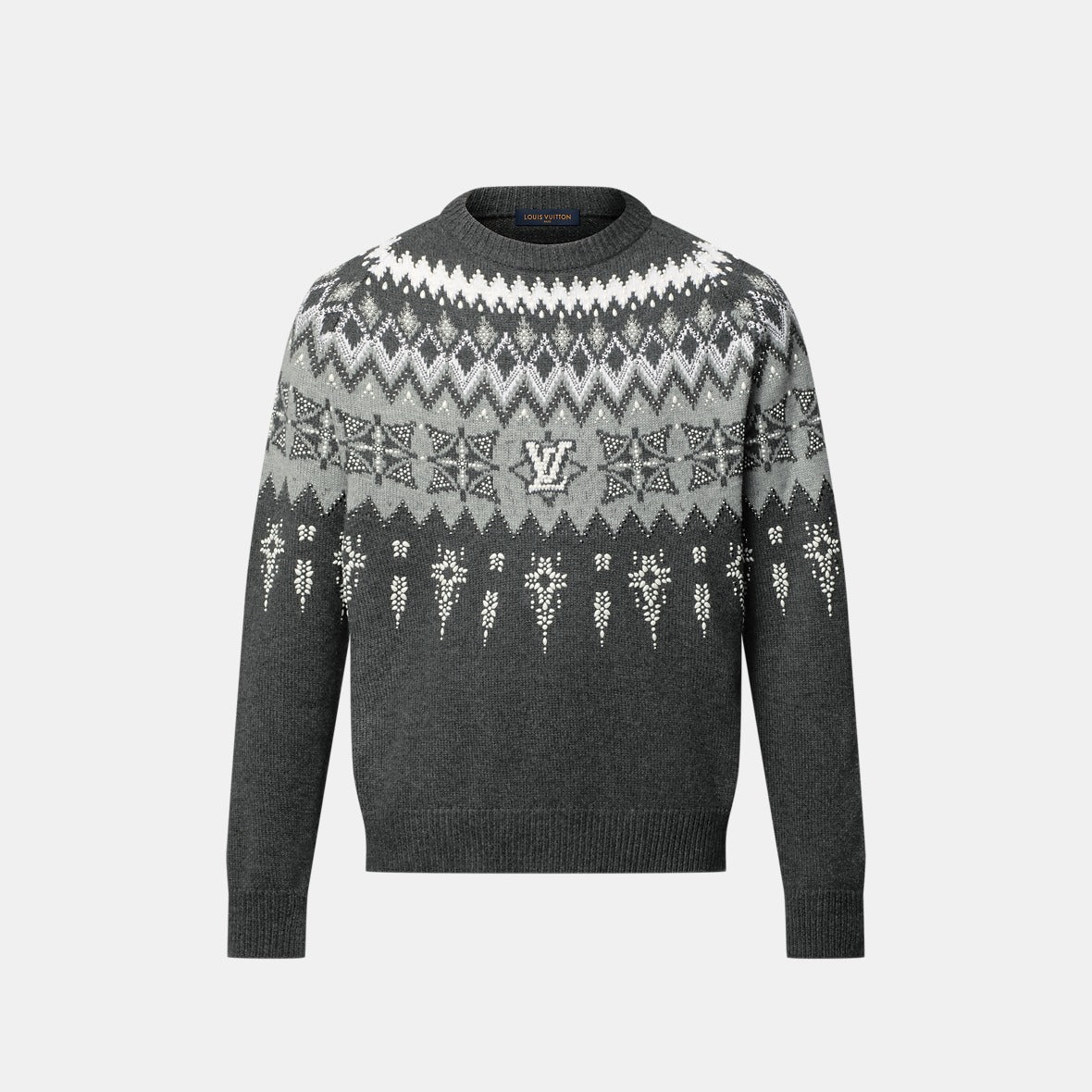 Pull ornementé en laine et cachemire