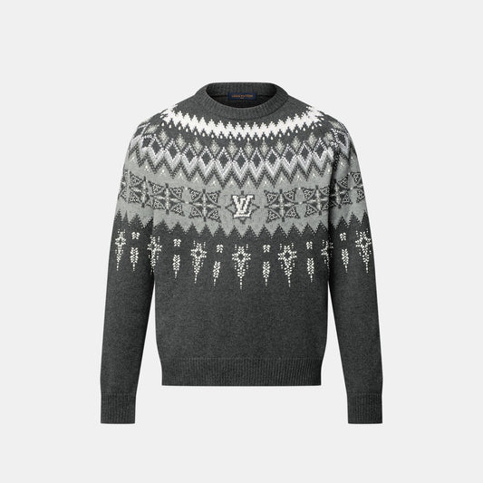 Pull ornementé en laine et cachemire