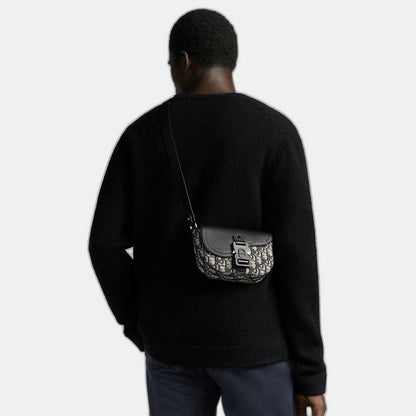 Mini sac Messenger à rabat Saddle Noir et Beige