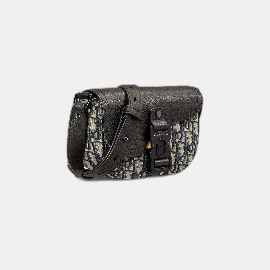 Mini sac Messenger à rabat Saddle Noir et Beige