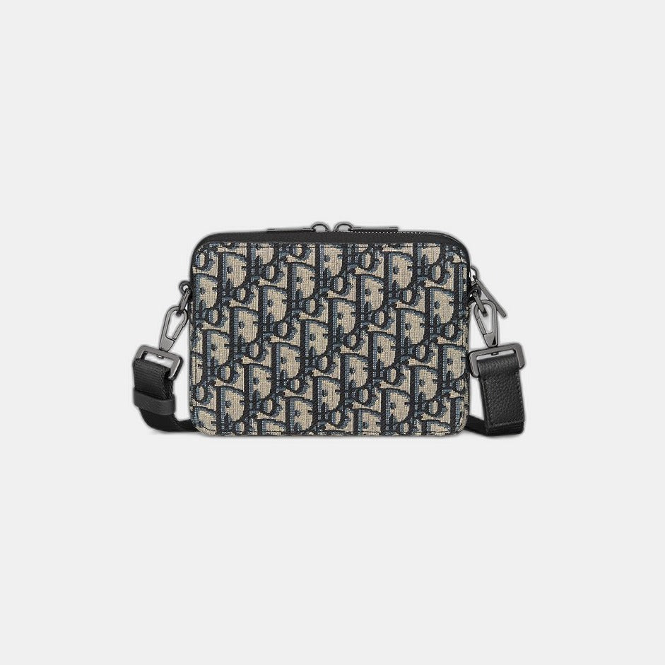 Pochette zippée à bandoulière Noir et Beige