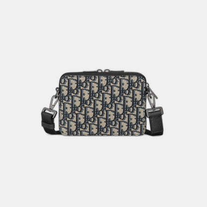 Pochette zippée à bandoulière Noir et Beige