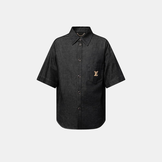Chemise manches courtes en chambray