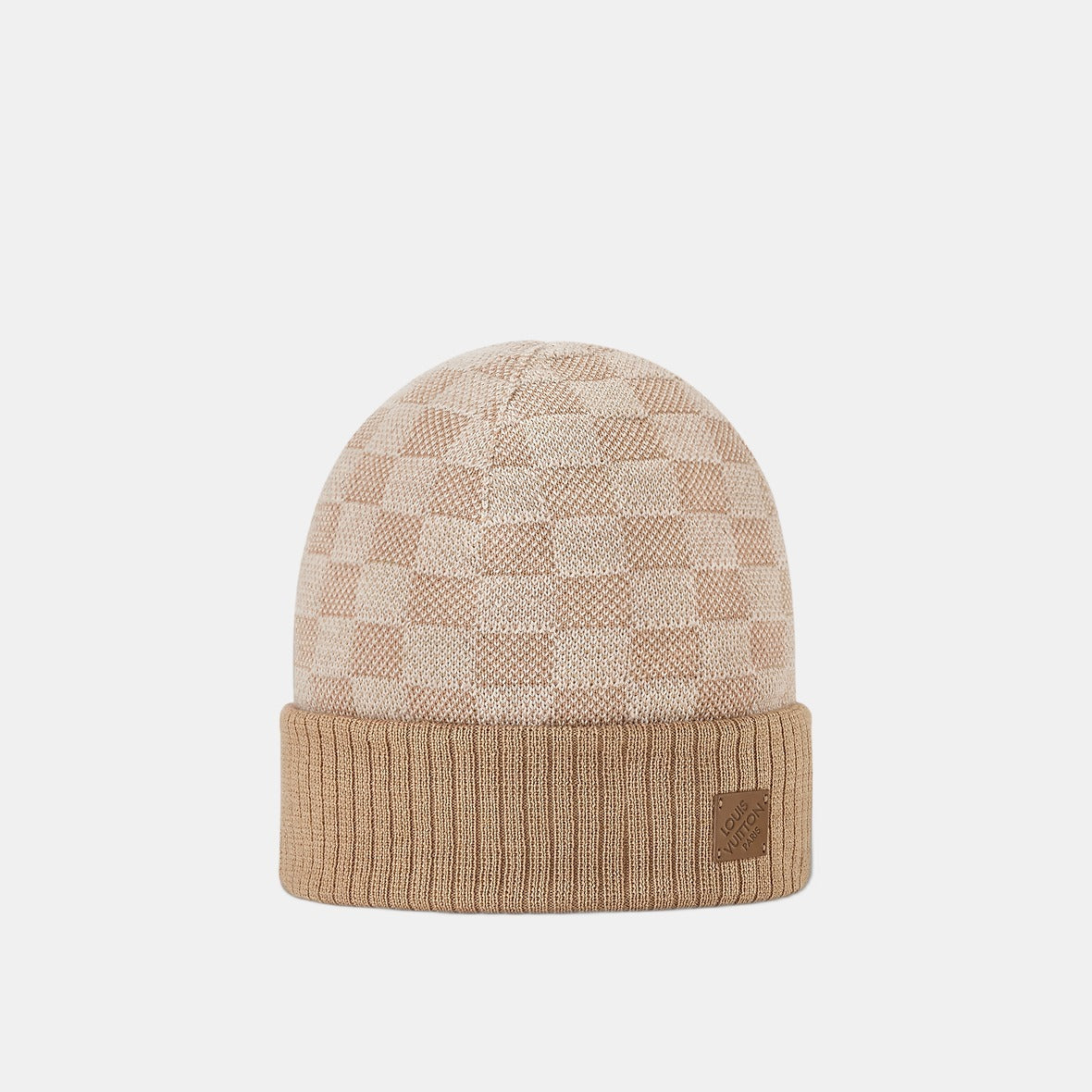 Bonnet et Écharpe Néo Petit Damier Beige