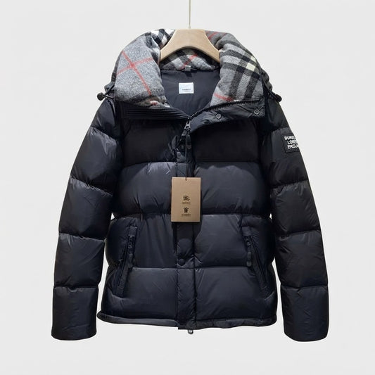 Doudoune Burberry Noire Col Check Gris