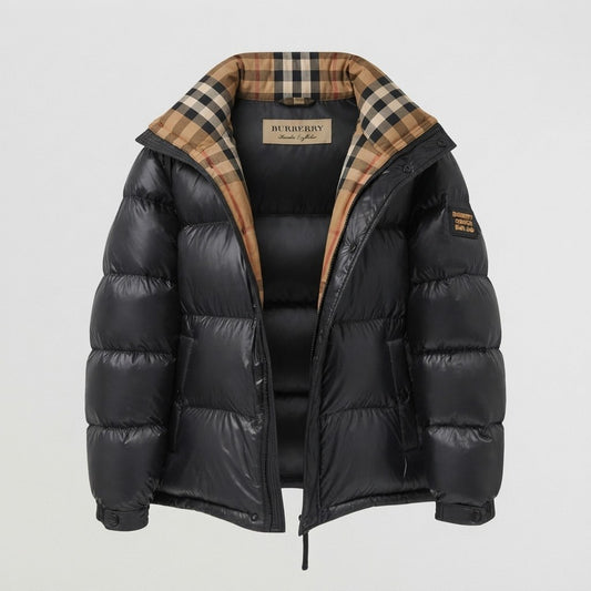 Doudoune Burberry Noire Brillante Col Check