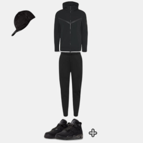 Outfit Tech Fleece Black + Casquette Offerte