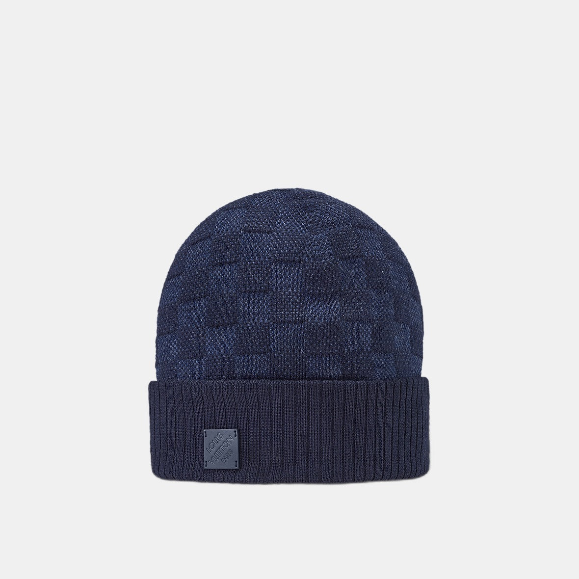 Bonnet et Écharpe Néo Petit Damier Bleu Marine