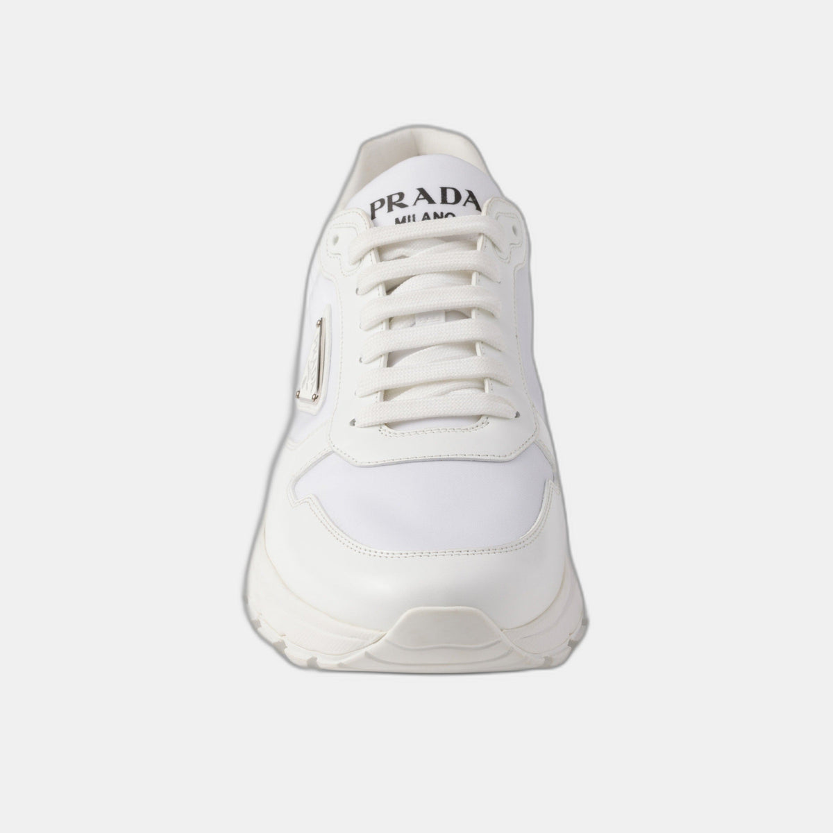 Basket Prada Blanc en cuir brossé