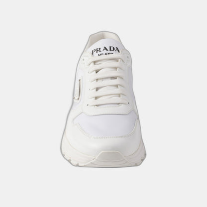 Basket Prada Blanc en cuir brossé