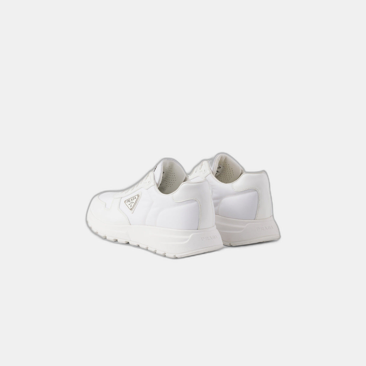 Basket Prada Blanc en cuir brossé