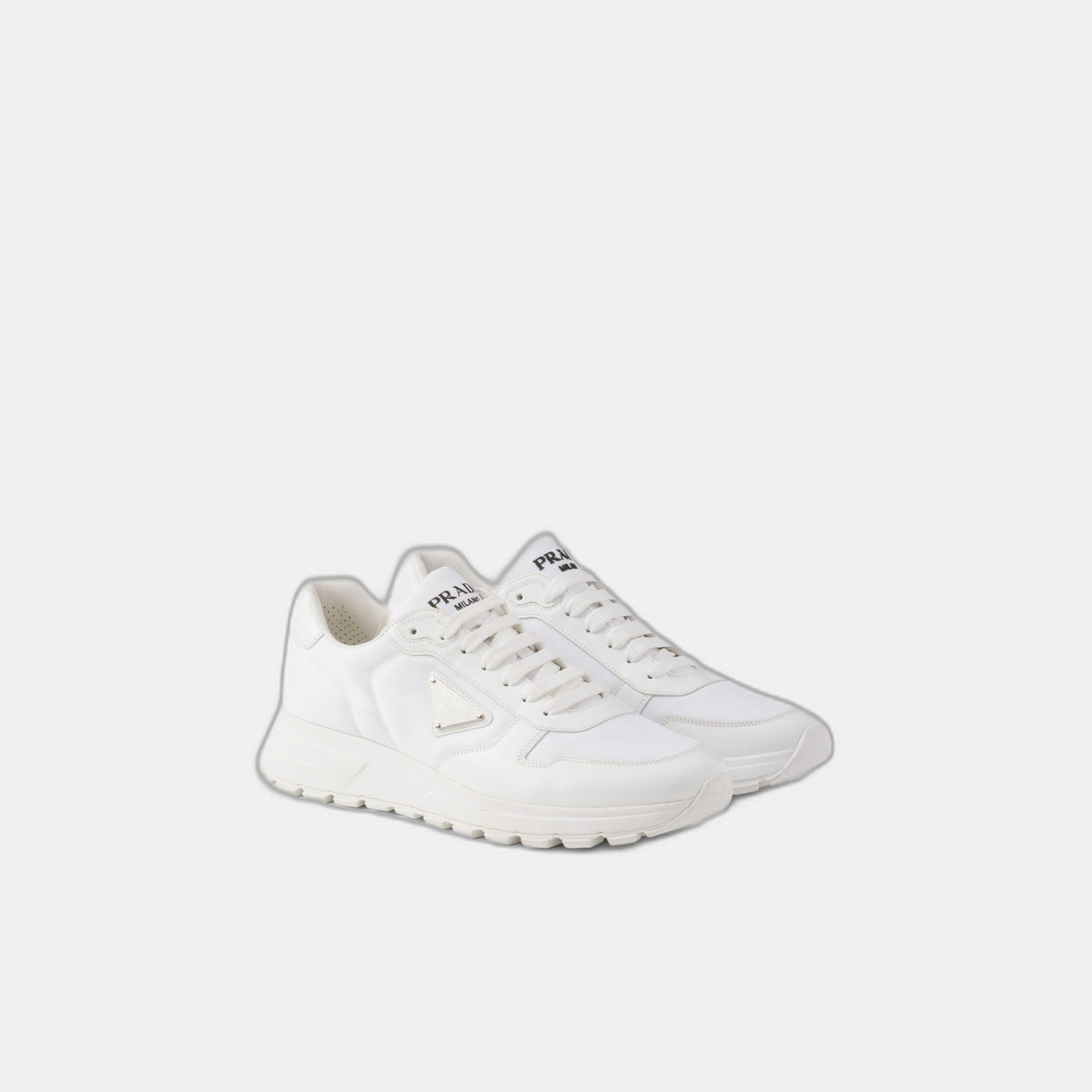 Basket Prada Blanc en cuir brossé