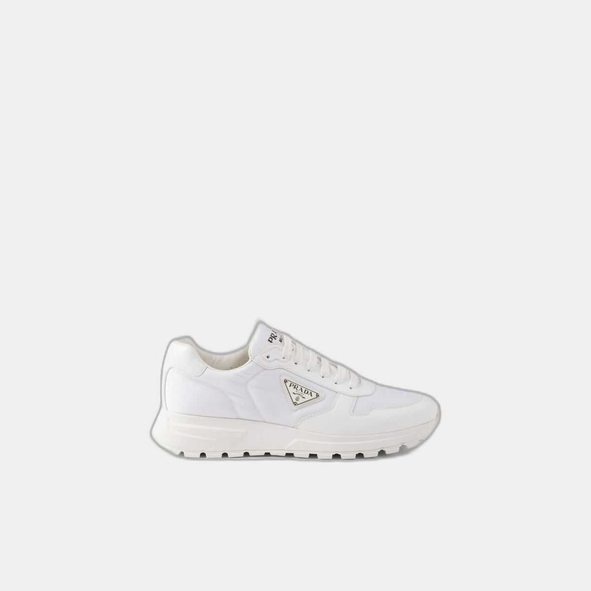 Basket Prada Blanc en cuir brossé