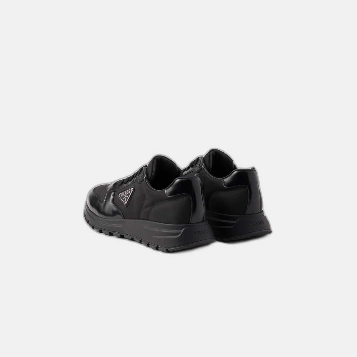 Basket Prada Noir en cuir brossé