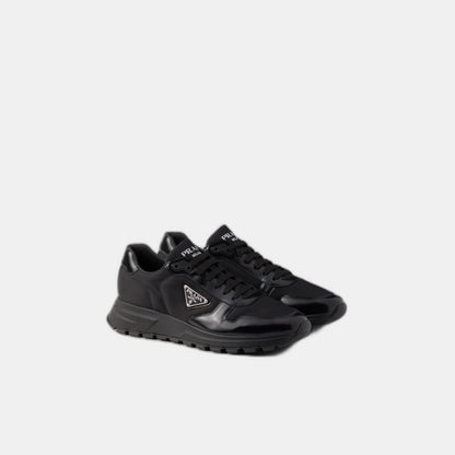 Basket Prada Noir en cuir brossé