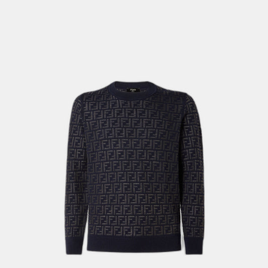 Pull en laine et nylon FF bleu