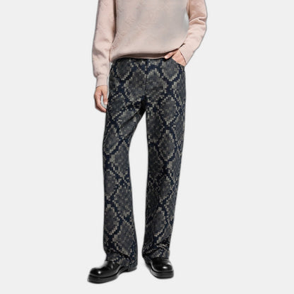 Pantalon droit en denim graphique