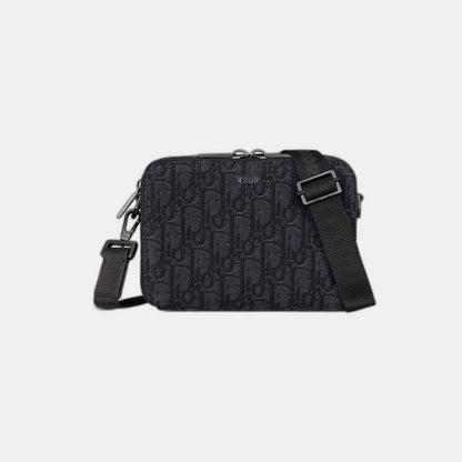 Pochette zippée à bandoulière
Toile jacquard Dior Oblique noir - #1