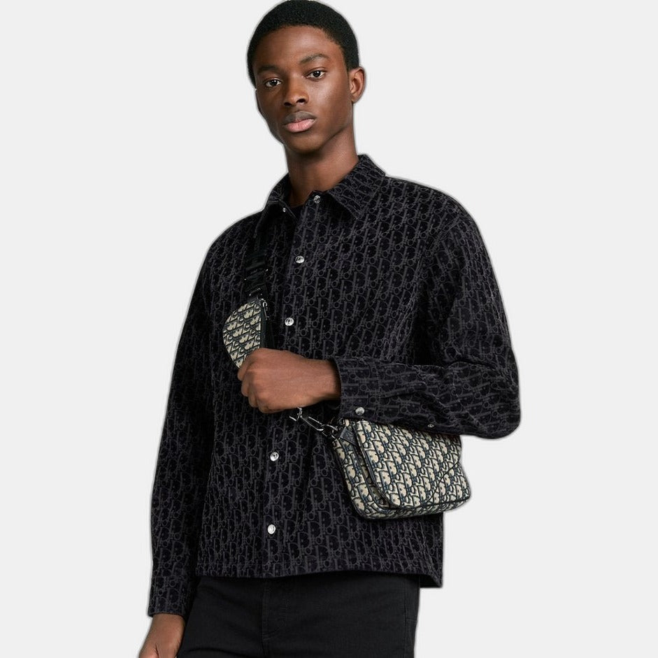 Triple Pouch Saddle Noir et Beige