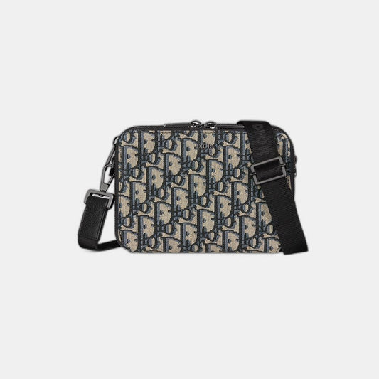 Pochette zippée à bandoulière Noir et Beige