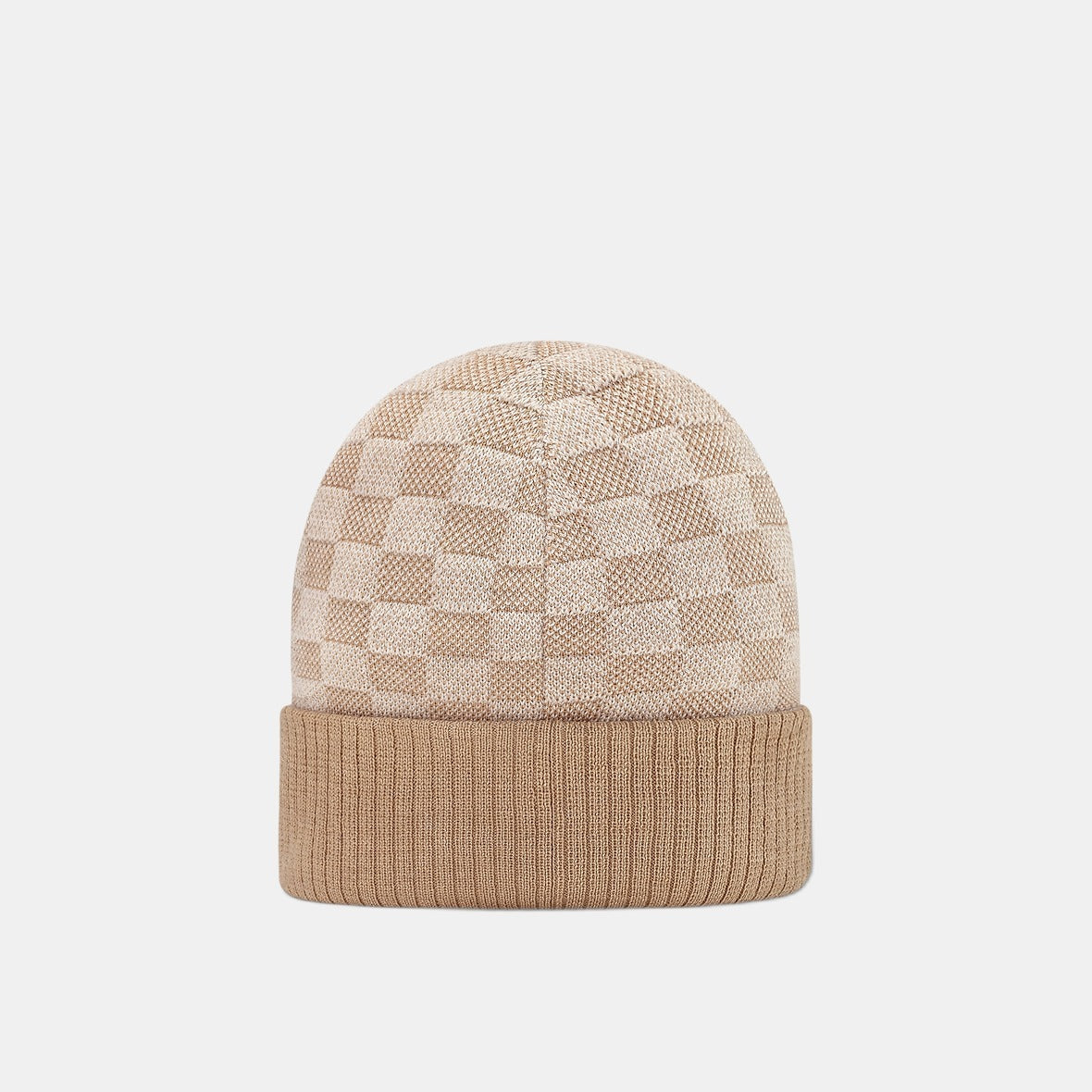 Bonnet et Écharpe Néo Petit Damier Beige