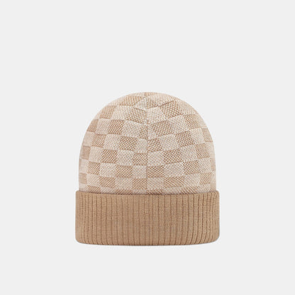 Bonnet et Écharpe Néo Petit Damier Beige