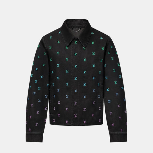 Blouson sportswear brodé LV Blason Gradient en denim