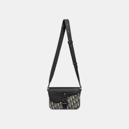 Sac Messenger à rabat Saddle Small Noir et Beige