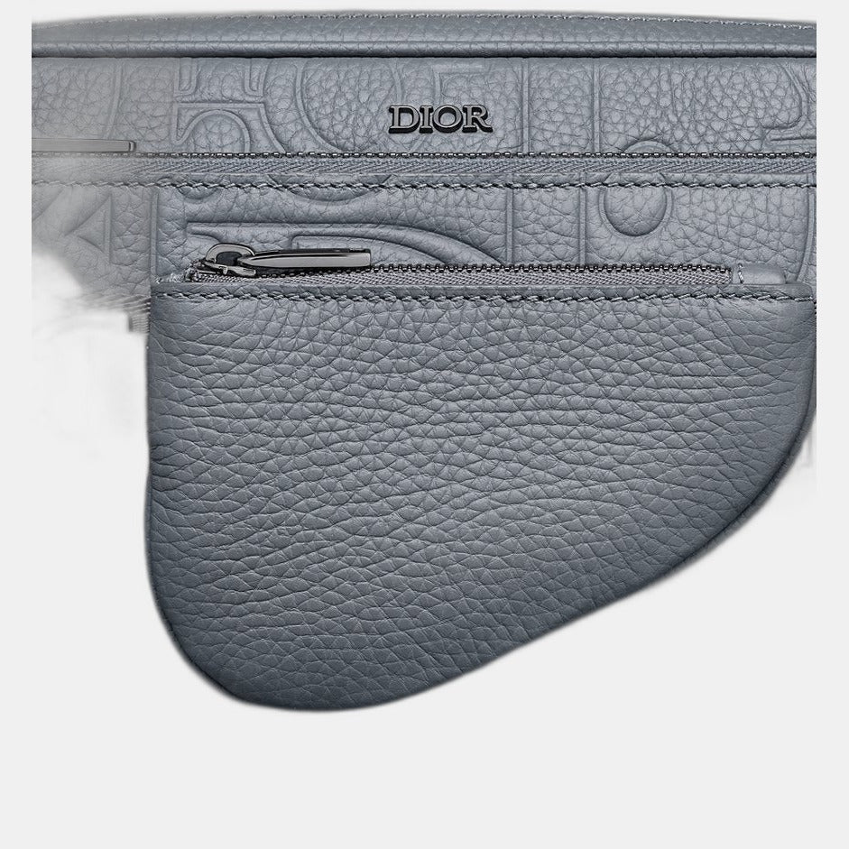 Triple Pouch Saddle Cuir Gris