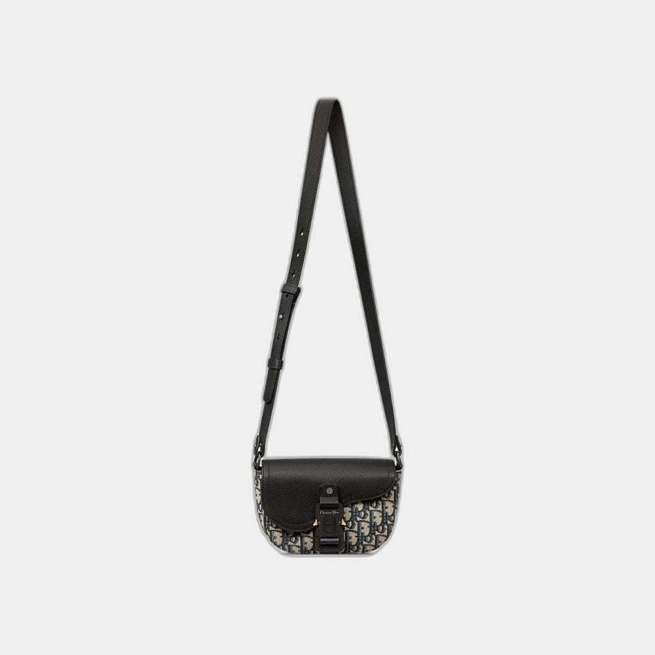 Mini sac Messenger à rabat Saddle Noir et Beige
