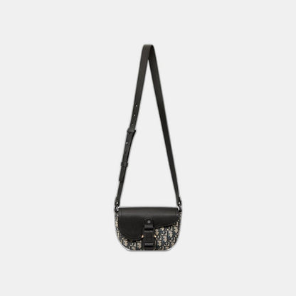 Mini sac Messenger à rabat Saddle Noir et Beige