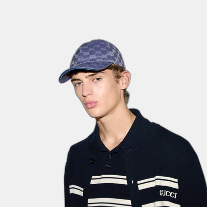 CASQUETTE EN TOILE GG Bleu gris