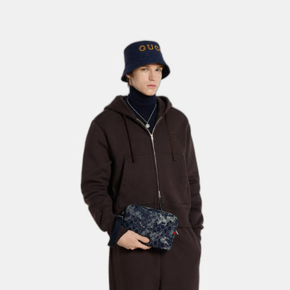 Sac à bandoulière en denim GG petit format