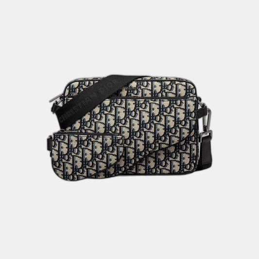 Triple Pouch Saddle Noir et Beige