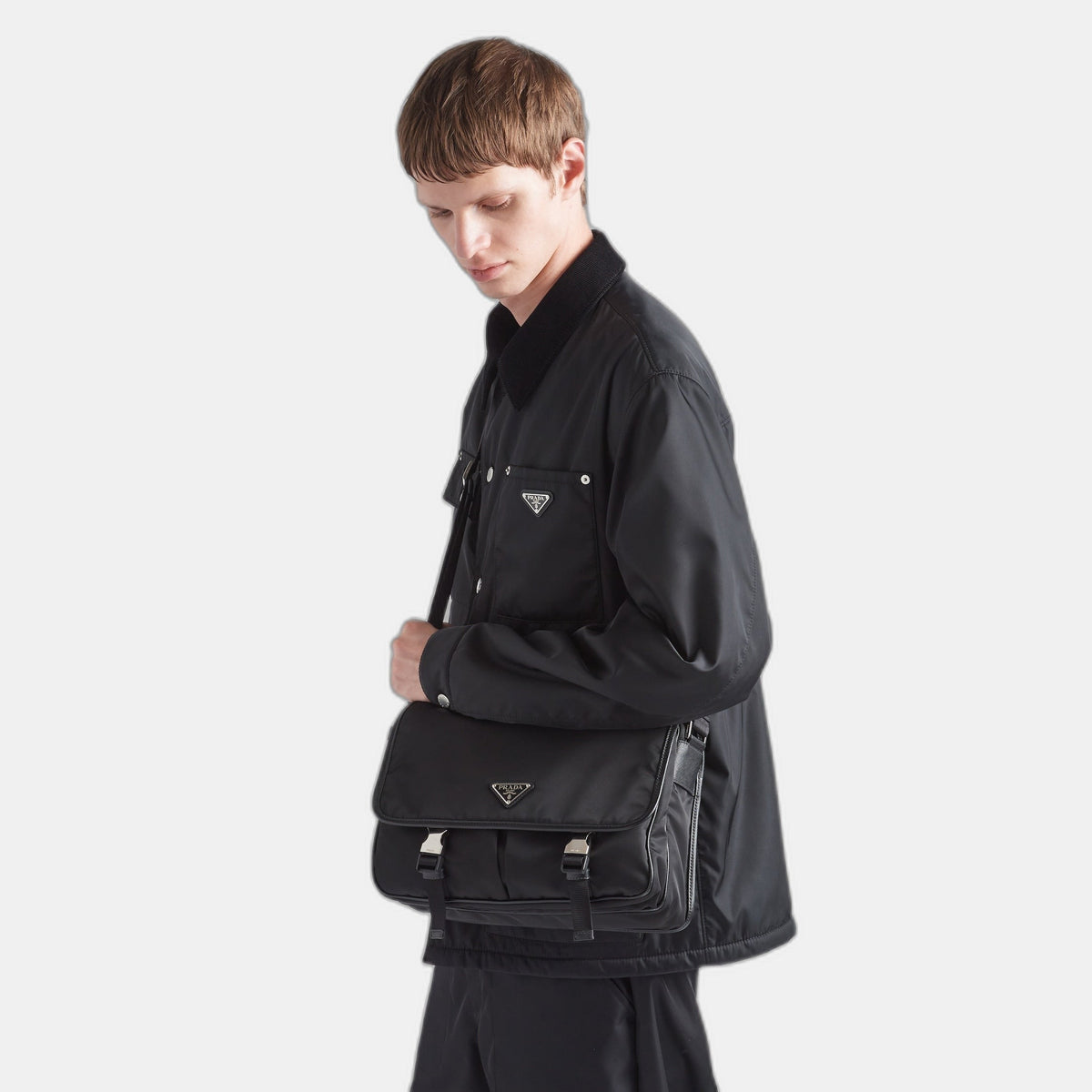 Sac porté épaule en Re-Nylon et cuir Saffiano - #9