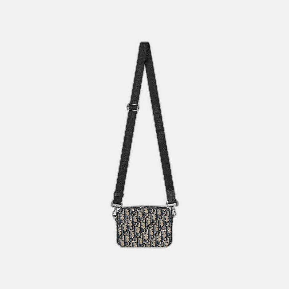 Pochette zippée à bandoulière Noir et Beige