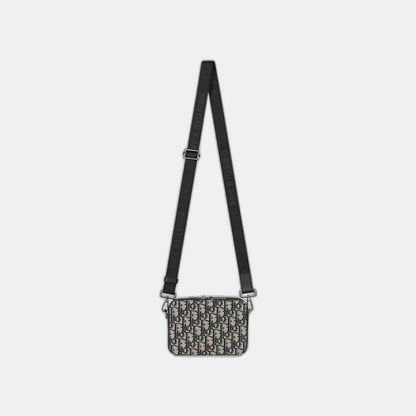 Pochette zippée à bandoulière Noir et Beige