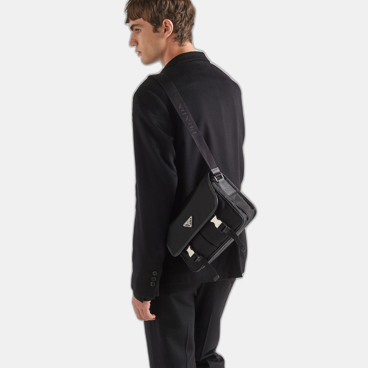 Sac porté épaule en Re-Nylon et cuir Saffiano - #12