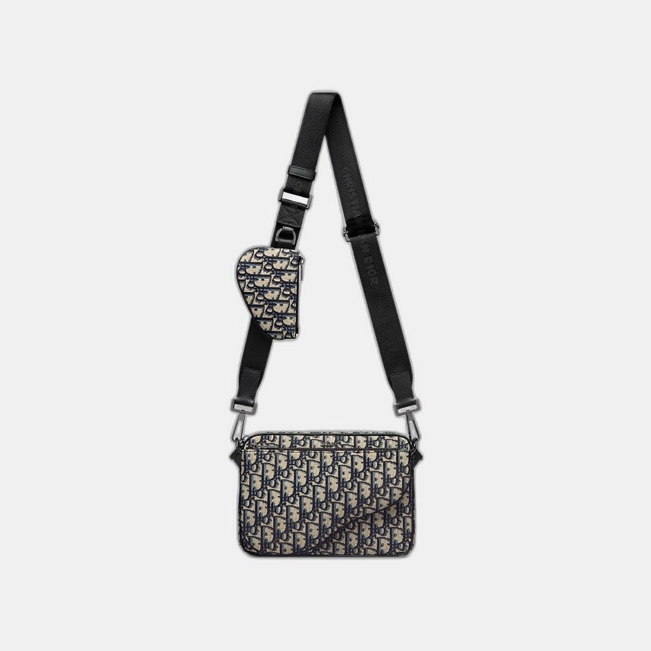 Triple Pouch Saddle Noir et Beige