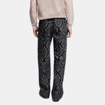 Pantalon droit en denim graphique