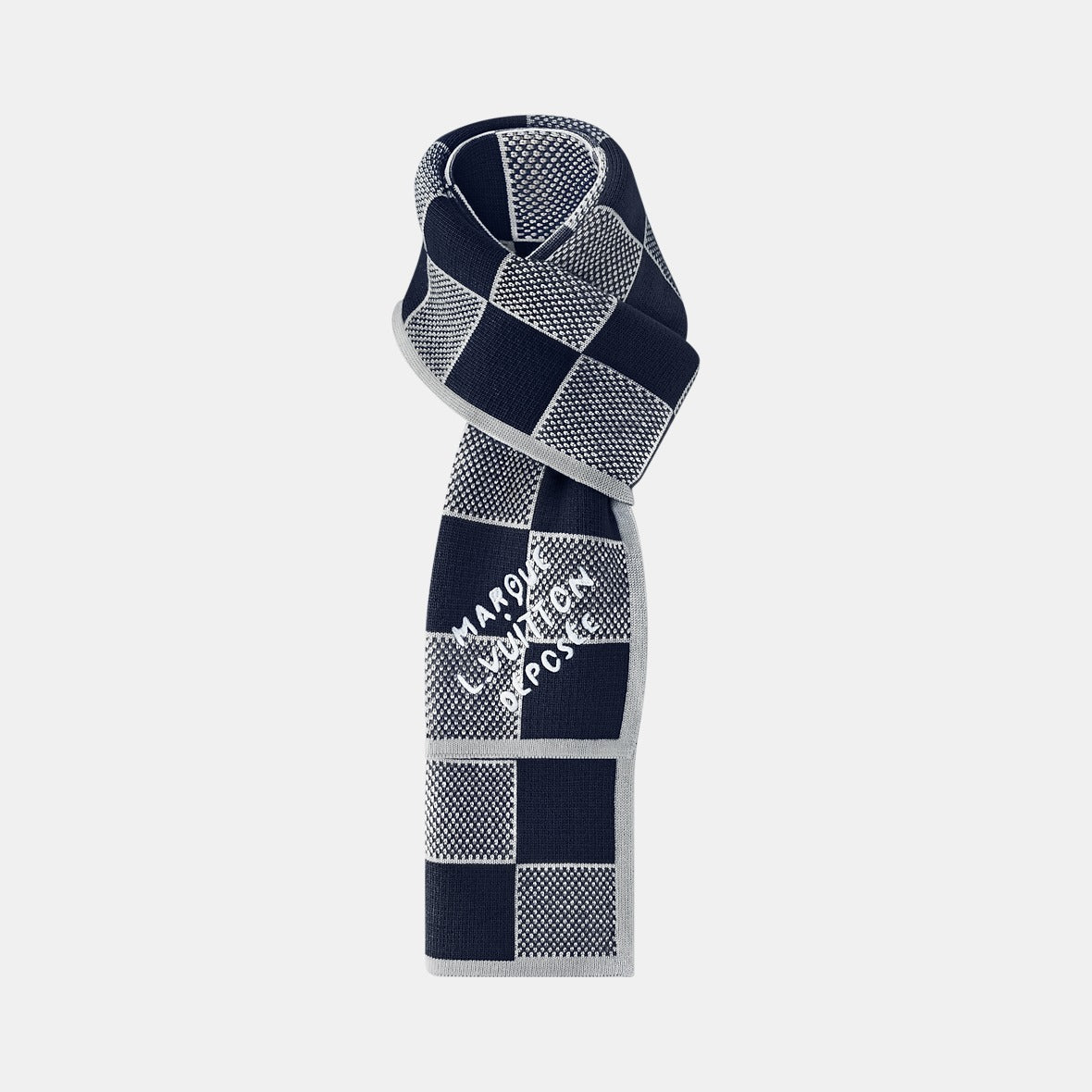 Bonnet et Écharpe Damier Heritage Bleu Marine