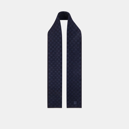 Bonnet et Écharpe Néo Petit Damier Bleu Marine